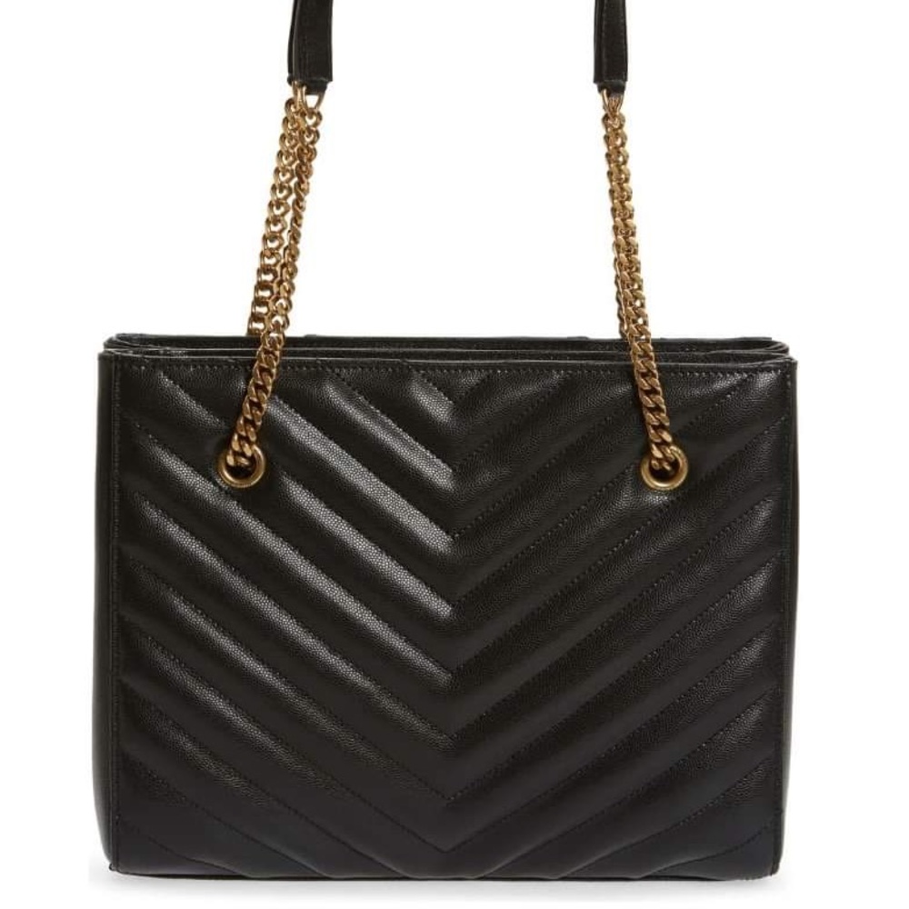 SAINT LAURENT S TribecaQuiltedCalfskin LeatherTote